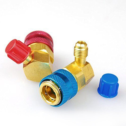 2X R134A Quick Connector Adapter Coupler A/C Manifold Gauge HVAC 6-ball v