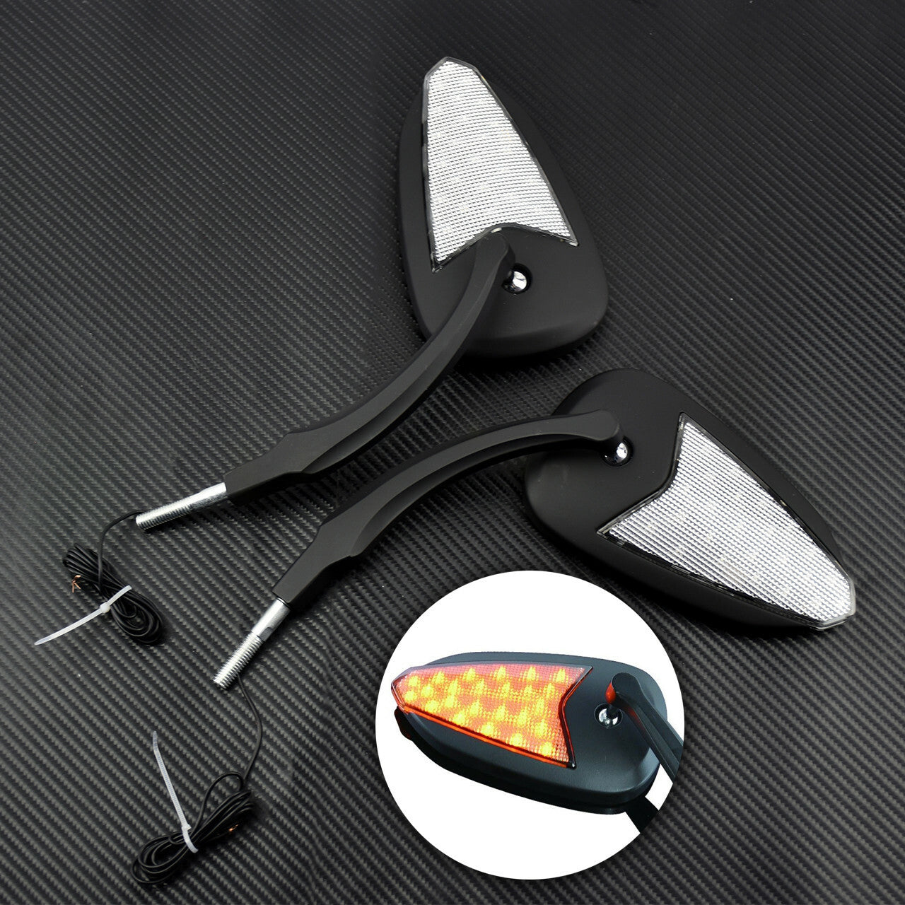 Motorcycle Mirror w/ Built-in LED Turn Signal Fit for Harley Dyna Touring Black Q