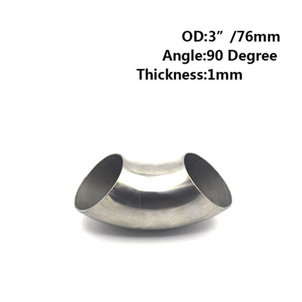 1PC Car 3/76mm 201 Stainless Steel 90 Degree Bend Elbow Exhaust Pipe Q