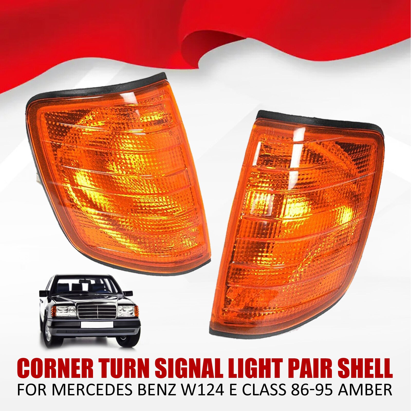Yellow corner turn signal light housing (pair) for Mercedes-Benz W124 E-Class Q