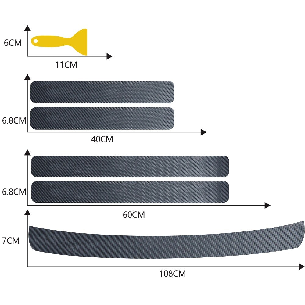Accessories Carbon Fiber Vinyl Car Door Sill Scuff Cover Plate Sticker Protector