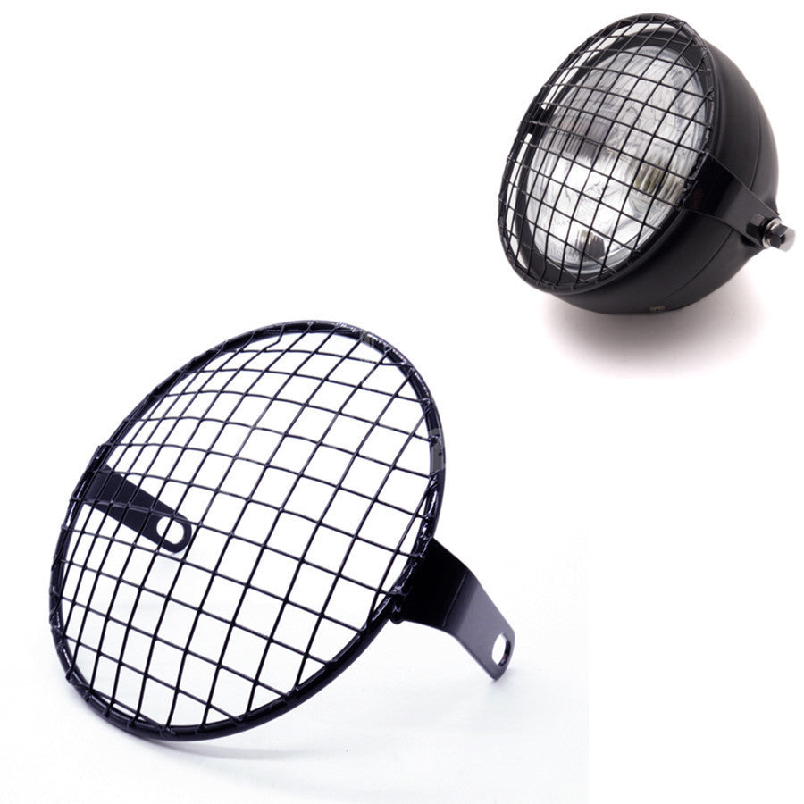 6.3 Retro Metal Motorcycle Grill Side Mount Headlight Cover Mask Cafe Racer CB Q