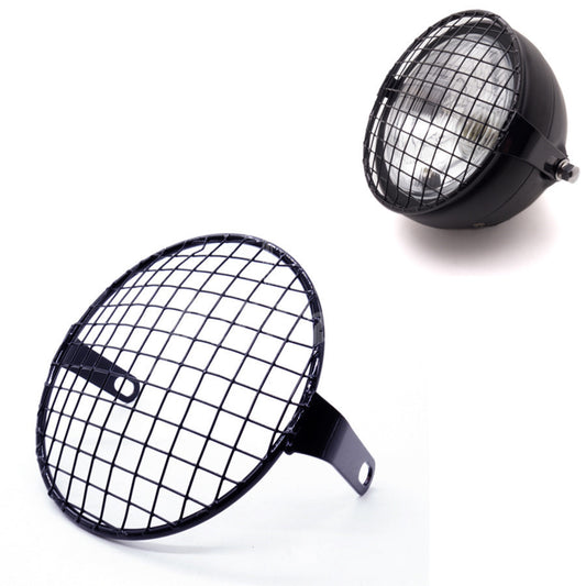 6.3 Retro Metal Motorcycle Grill Side Mount Headlight Cover Mask Cafe Racer CB Q