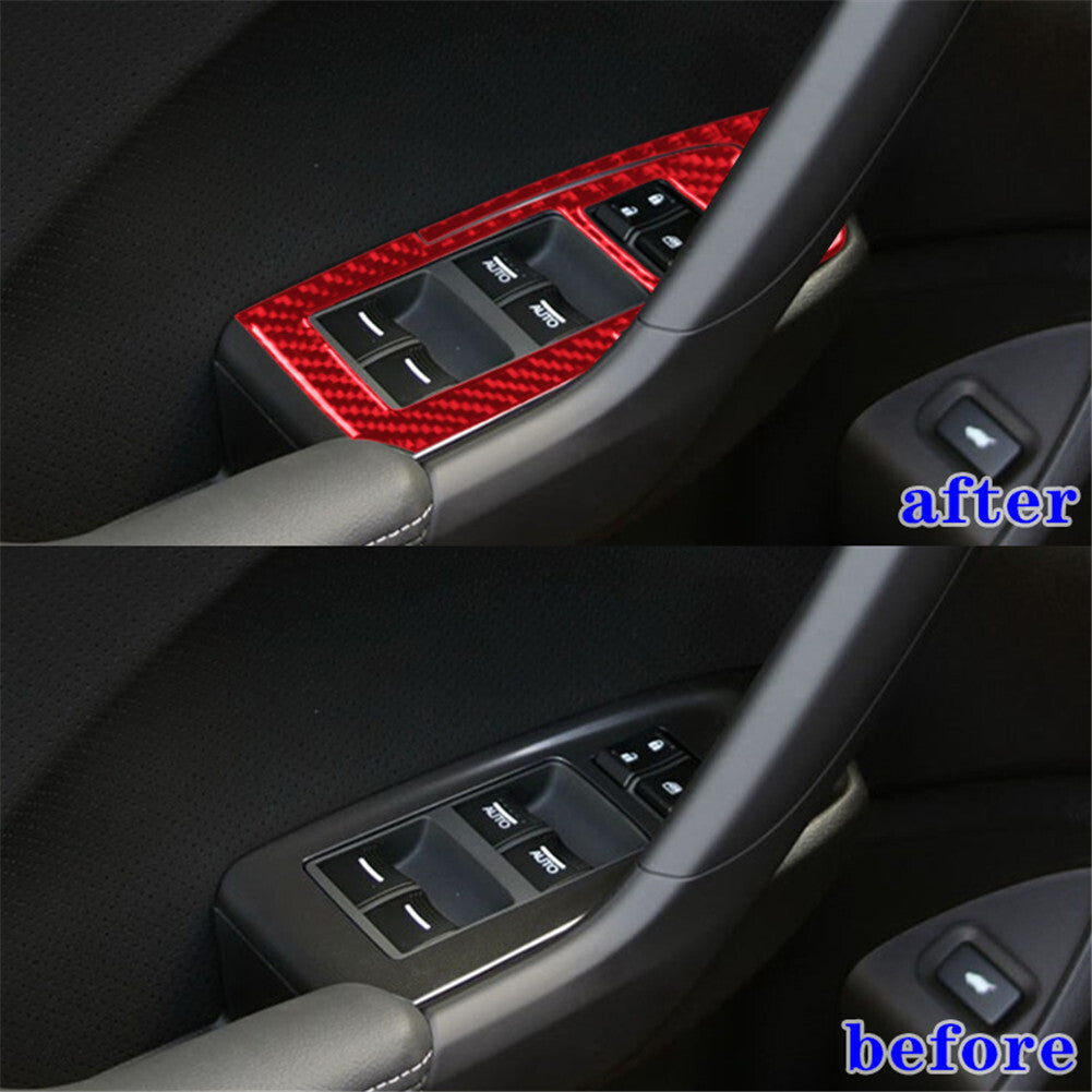 Red Carbon Fiber Steering Wheel Button Frame Trim For GT-R R35 2008-2016 v