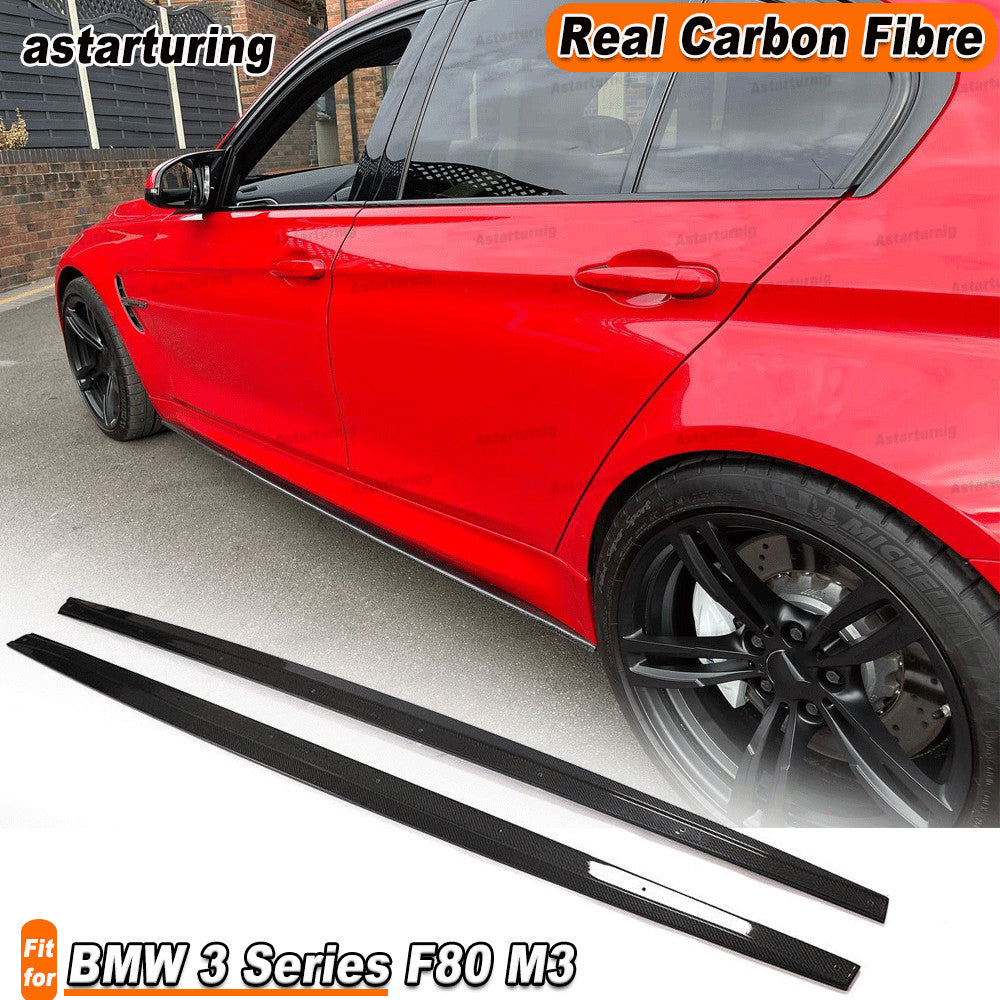 Fit for BMW 3 Series F80 M3 Sedan 2014-2019 Real Carbon Side Skirt Extension Lip