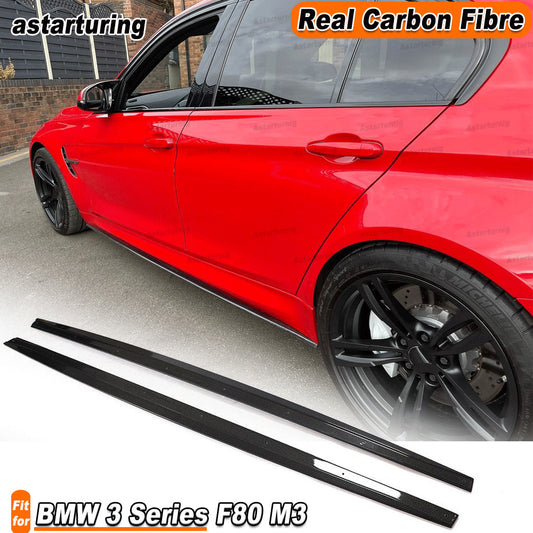 Fit for BMW 3 Series F80 M3 Sedan 2014-2019 Real Carbon Side Skirt Extension Lip