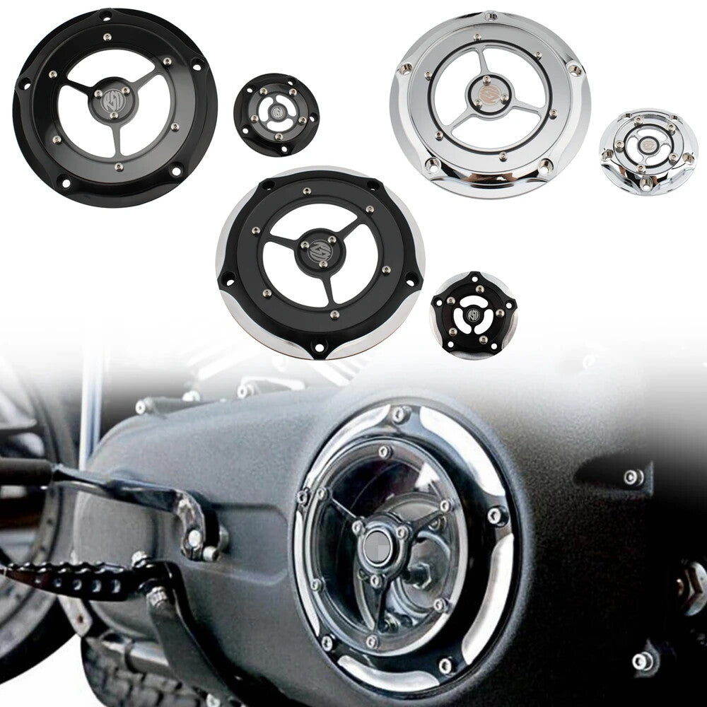 New for Harley Road King Electra Glide Softail FXS FXDL Black Chrome Derby Cover
