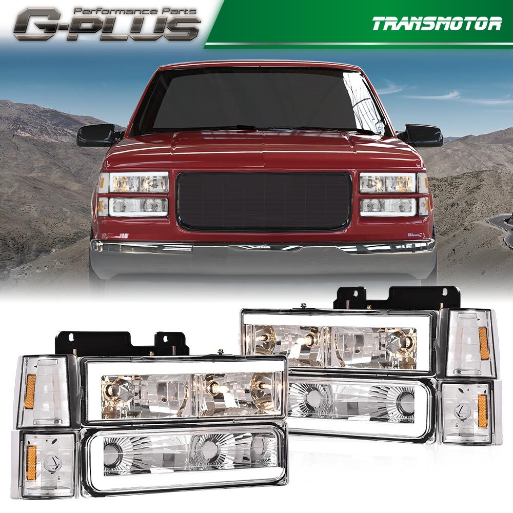 Suitable for Chevrolet C/K for GMC for Sierra Tahoe models (models 88-93). Transparent/amber LED headlights.