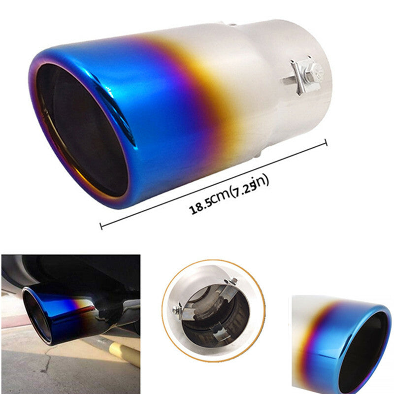 Car 76mm Exhaust Silencer Tail Pipe Muffler Rear Large Caliber Half Blue Throat