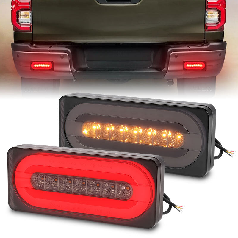2Pcs Rectangle LED Truck Trailer Strip 3rd Brake Lights Rear Turn Tail Light Bar