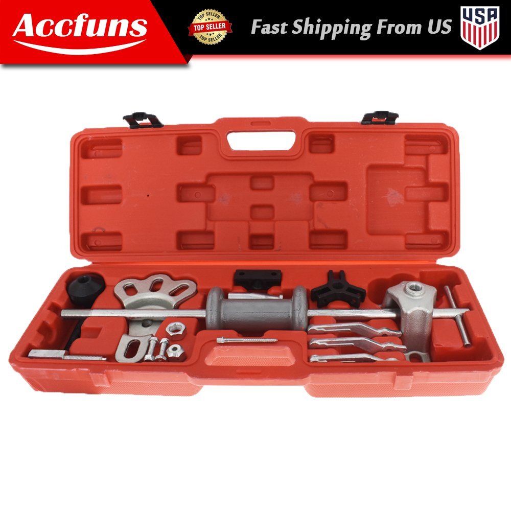 17-Piece Sliding Hammer Dent Extraction Tool Kit - Wrench Adapter Shaft Bearing Wheel Hub Automatic Set n