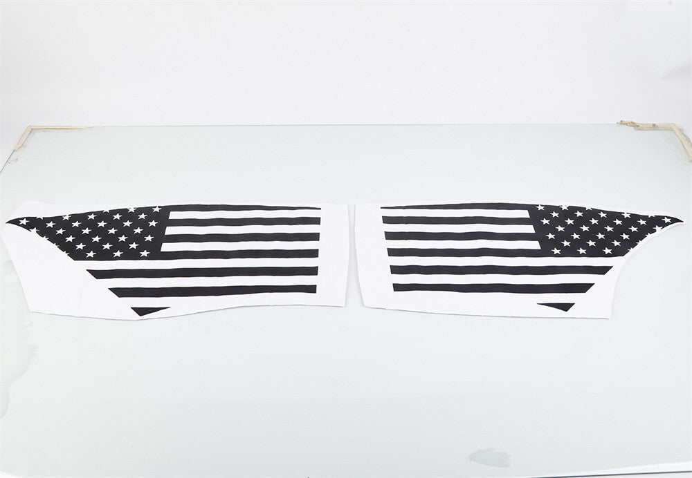 PVC Black US Flag Front Side Fender Decal Sticker Cover for Ford for Mustang 2015-23