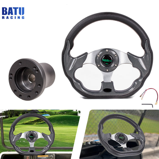 12.5inch Black for Golf Cart Steering Wheel with Black Hub Adapter for EZGO TXT RXV