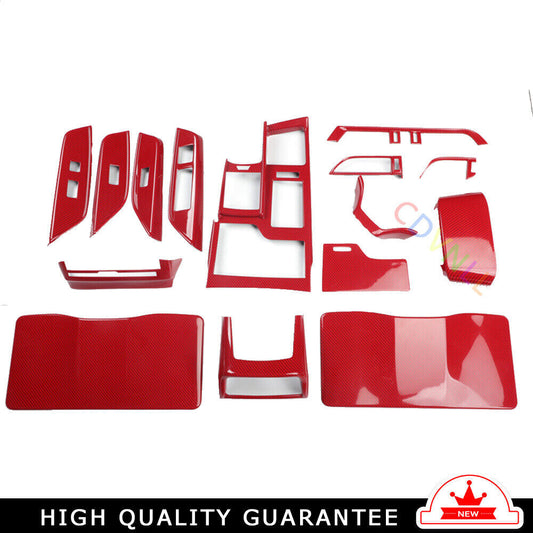 Car Interior Decoration Full Set Trim 15PCS for Lexus for ES 18-21 Red Carbon Fiber
