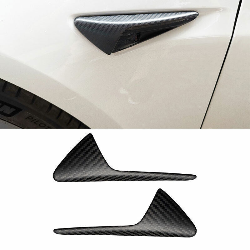 Matte Carbon Fiber Side Camera Spoiler Cover Trim For Model X S 2013-2020 n