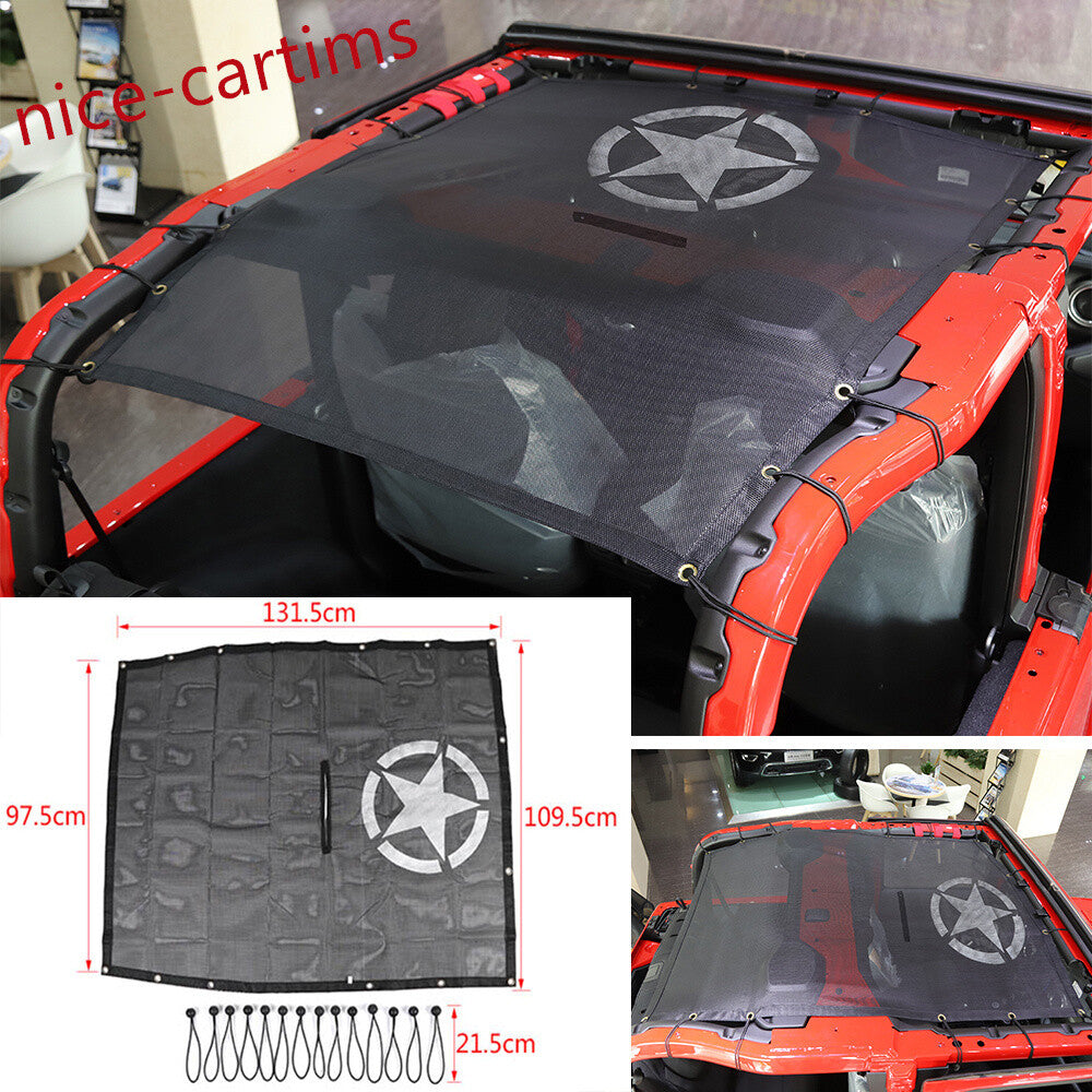 Sunshade Mesh Soft Top Cover UV Protection for Jeep for Wrangler JL 2Door 2018+ Star