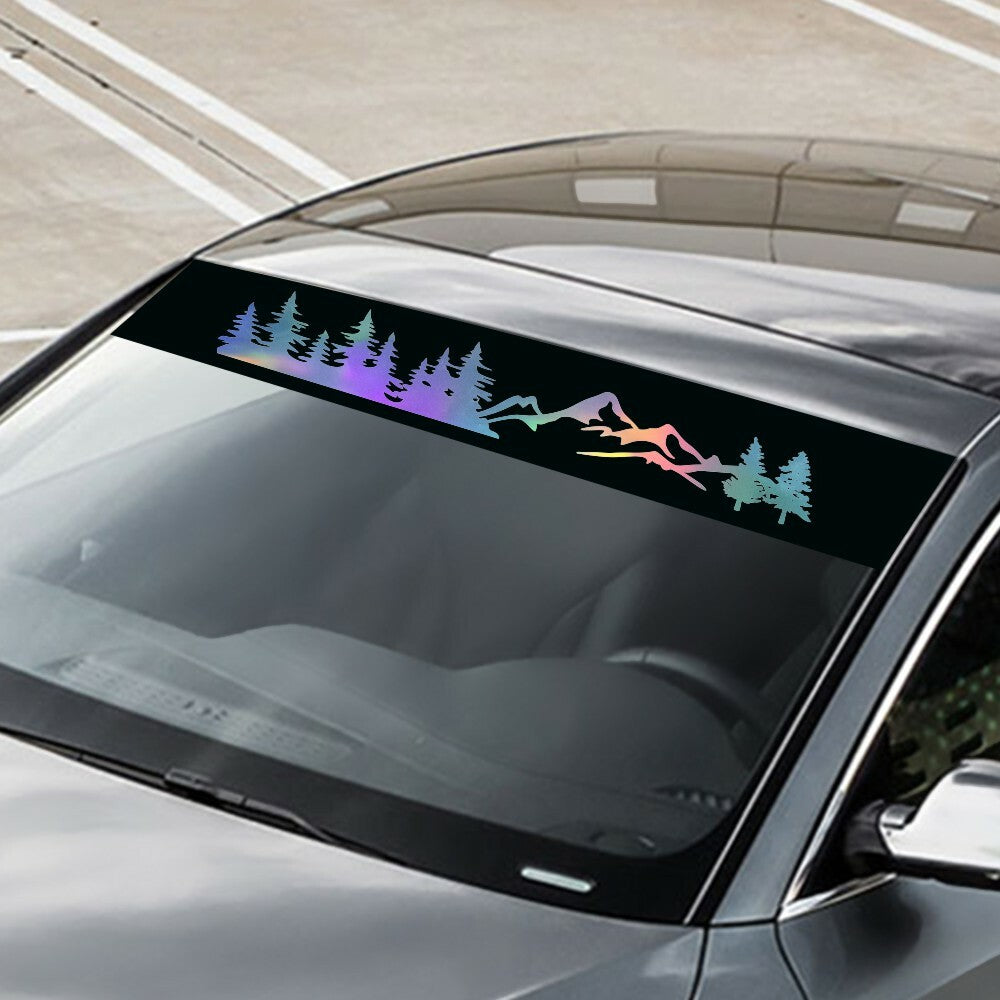 Car Sticker Tree Mountain Graphics Sunshade Decal Front Windshield Decor Laser