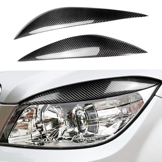 Real Carbon Fiber Headlight Eyelid Eyebrow Cover Trim Fit for Benz C Class W204