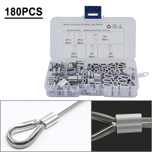180x 6 Size Double Barrel Ferrule Crimping Loop Sleeve for Wire Rope Cable Line n