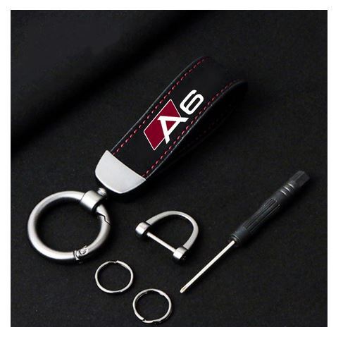Black and red suede car keychain/key ring/horseshoe buckle accessory for Audi for A6 .