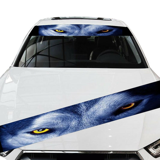 Car Front Windshield Sunshade Decal Auto Window 3D Wolf Eye Sticker Waterproof