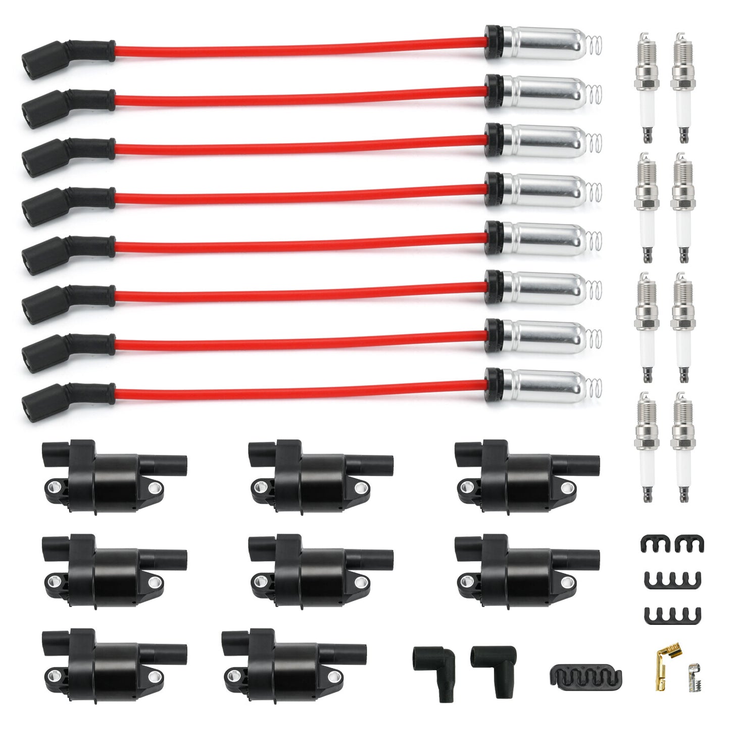 8x Ignition Coil+Iridium Spark Plug+Wireset For 05-15 for Chevy Silverado for GMC for Sierra