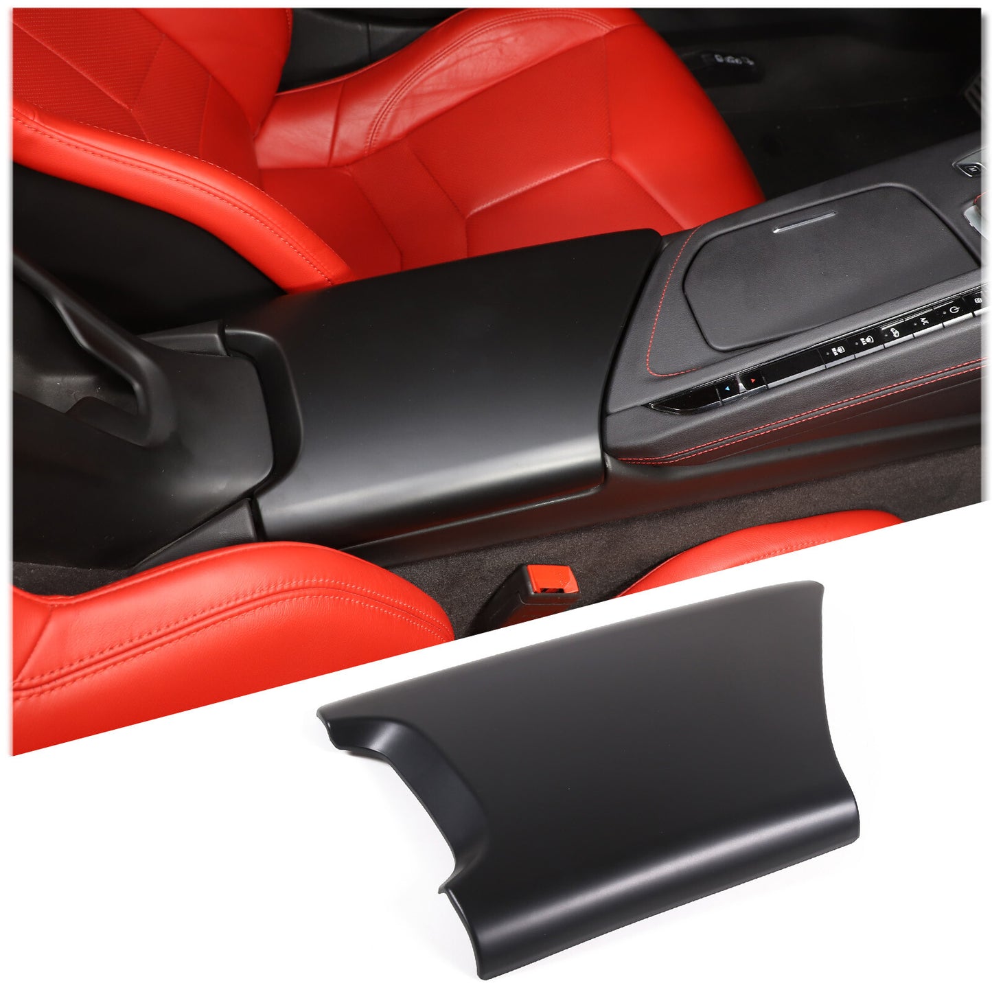 Matte black center console armrest cover suitable for Corvette C8 Z51 Z06 2020-24
