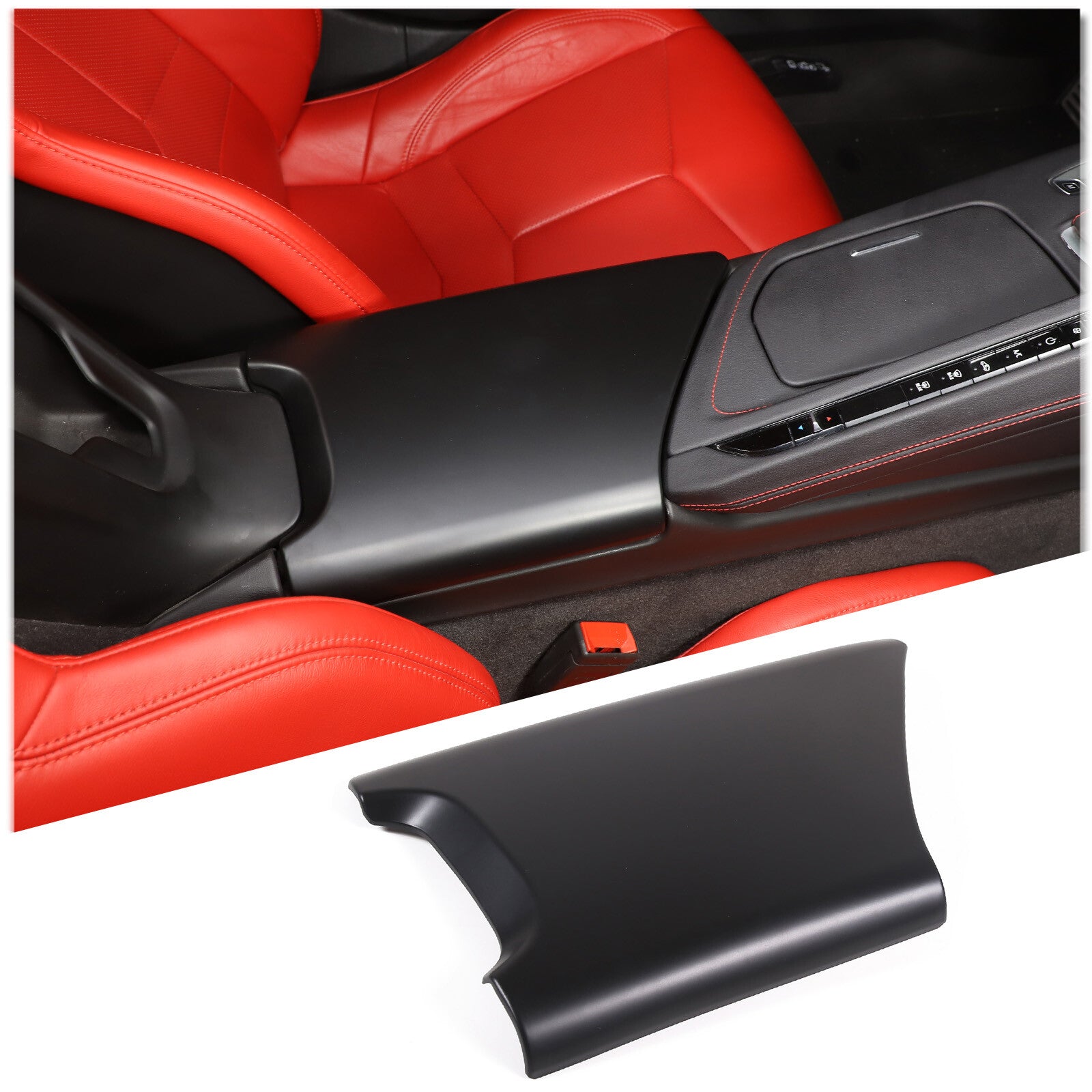 Matte black center console armrest cover suitable for Corvette C8 Z51 Z06 2020-24