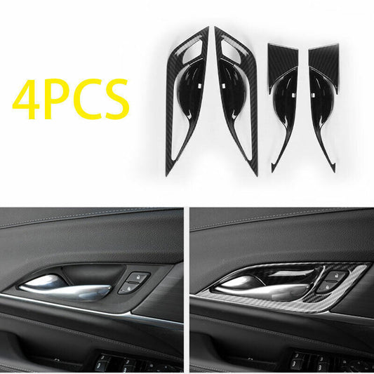 Inner Door Handle Bowl Frame Trim 4P ABS Carbon Fiber for Cadillac CT4 2020-2024