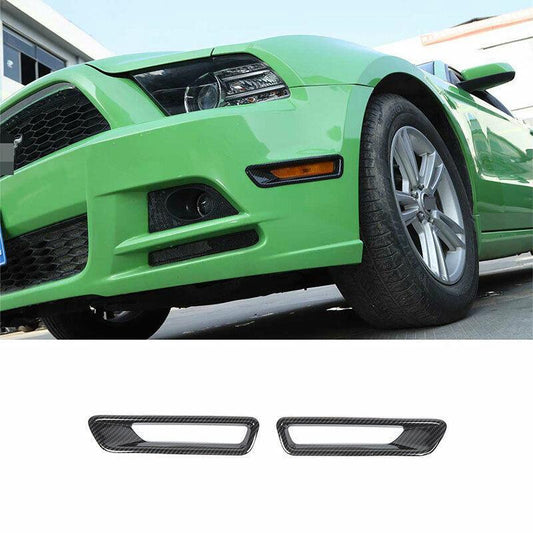 for Ford for Mustang 2009-14 Carbon Fiber Front Wheel Eyebrow Light Frame Trim 2pcs