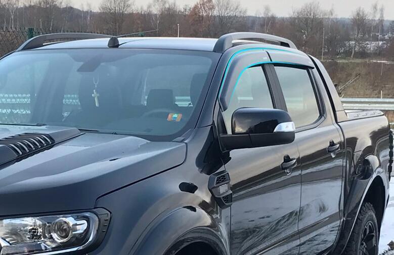 for Ford Ranger 2015-22 Black Window Wind Visors Sun Rain Guard Vent Deflectors