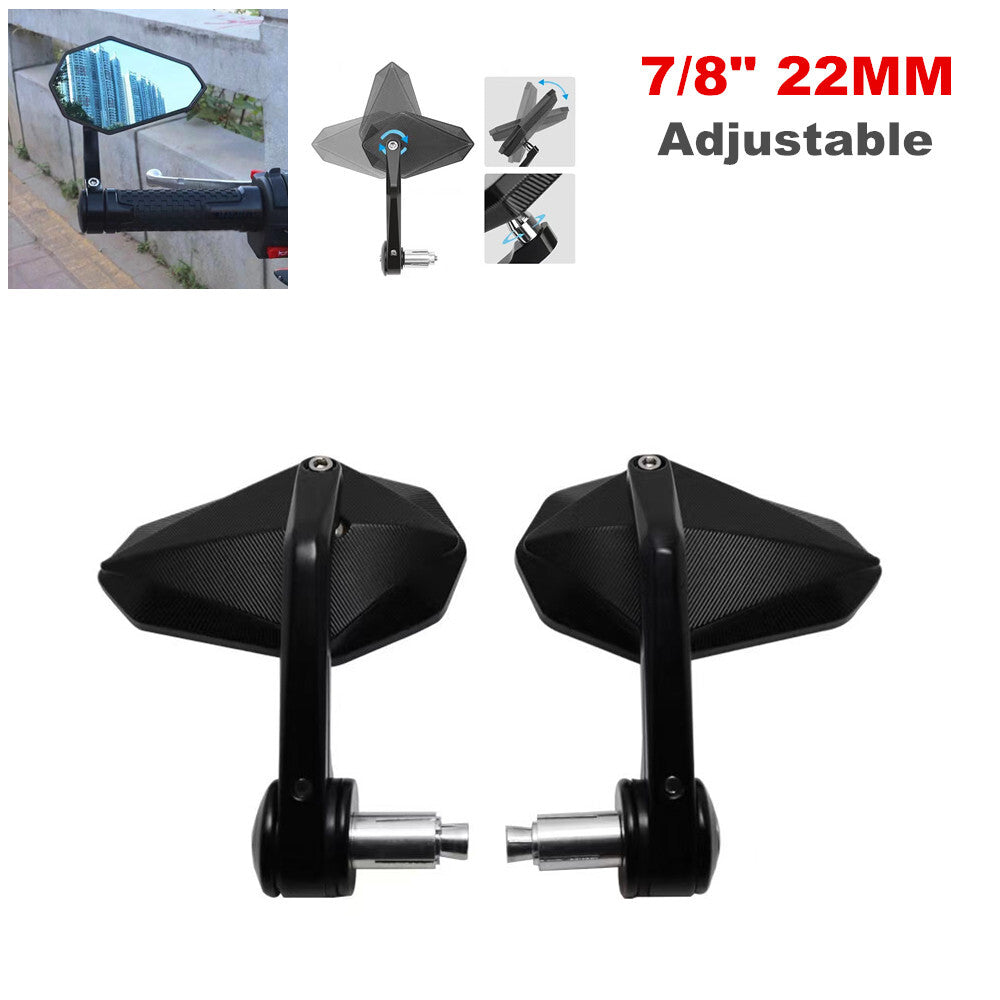 Motorcycle 7/8 inch handlebar end mirror, adjustable rod end rearview mirror, side mirror - n