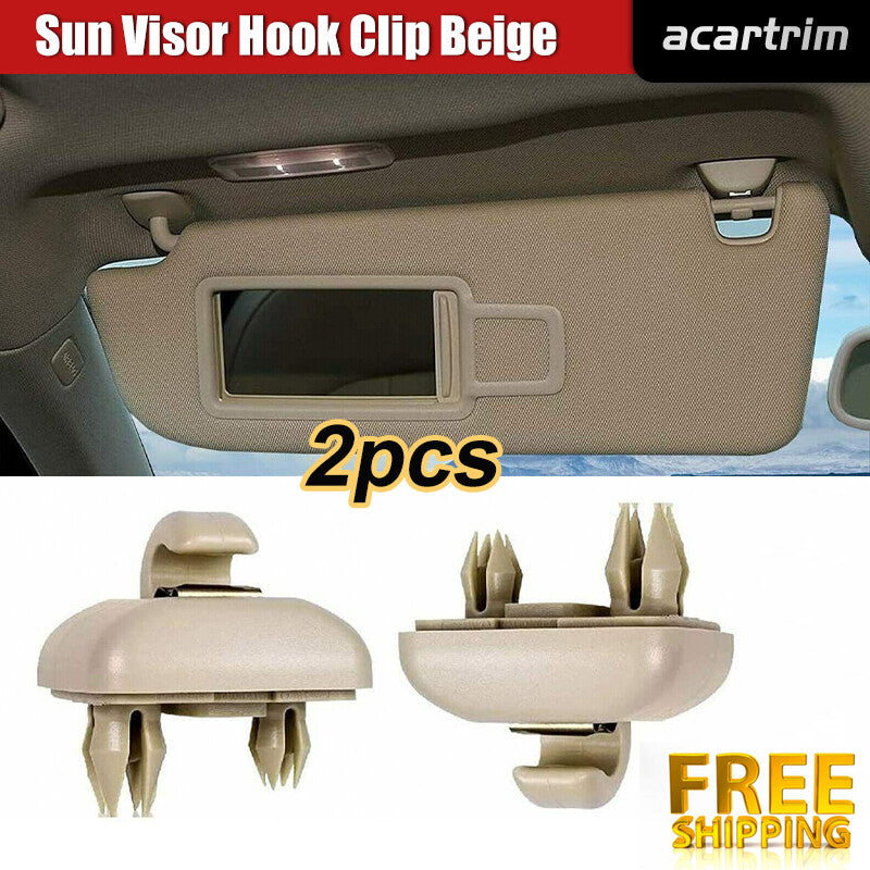 Pair of Sun Visor Clip Beige for Audi A3 A4 A5 Q5 A7 B6 B7 B8 S4 S5 TT 8U0857562