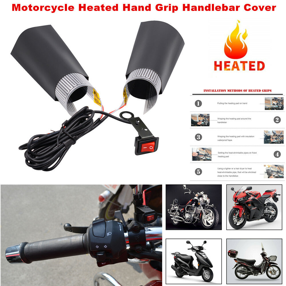 Upgraded 12V Motorcycle/Scooter Heated Handrail /Handle Heater Cover n