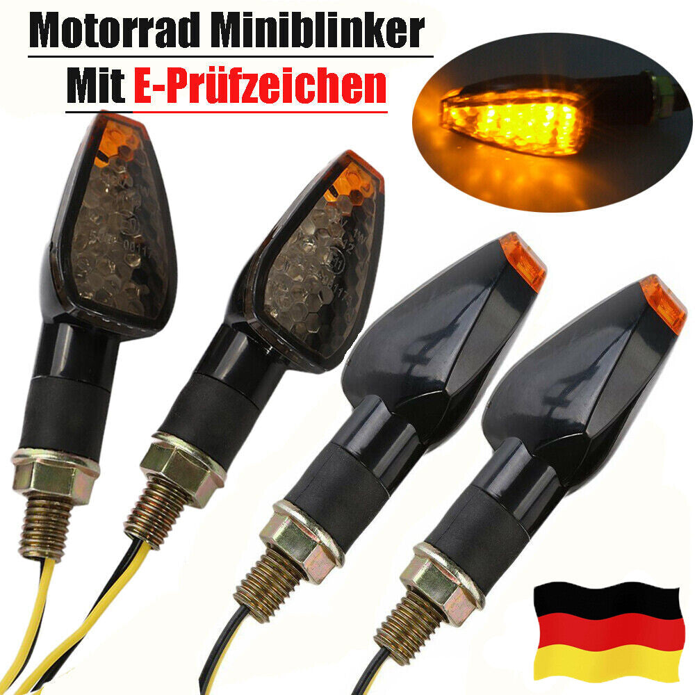 4x LED for mini indicator motorcycle indicator wizzard front rear 2 pairs black short 12V Q