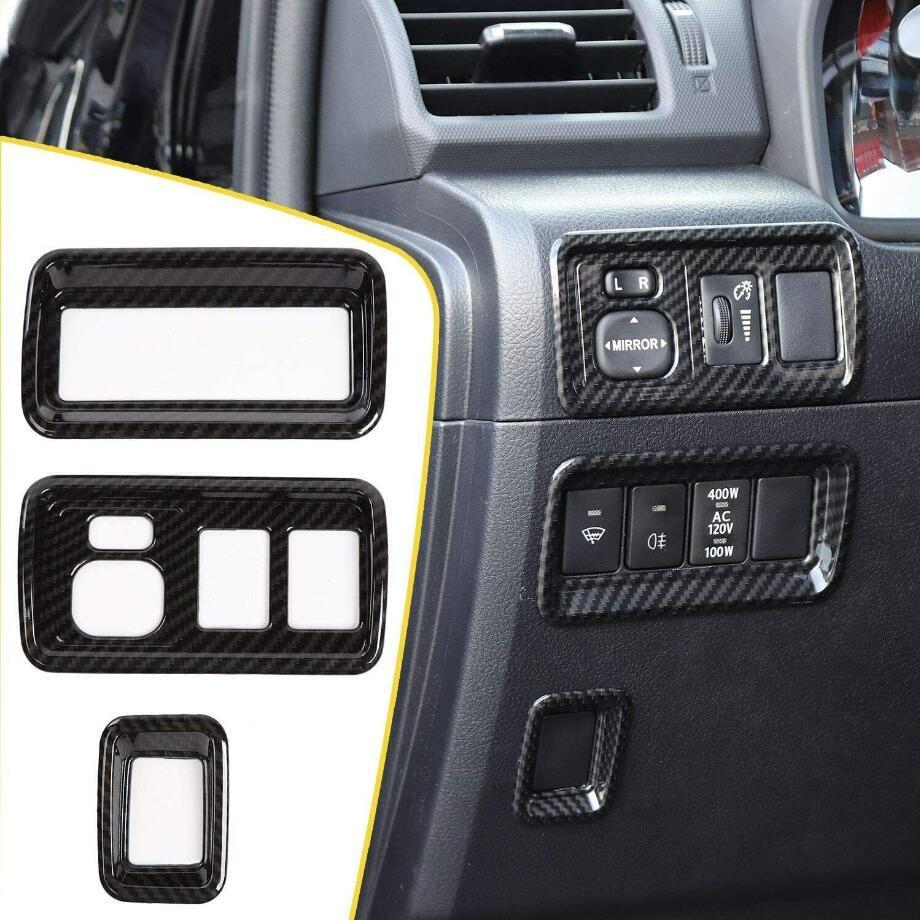 For 10-23 4runner Carbon Rear View Mirror Adjust Switch Decor Cover Trim v