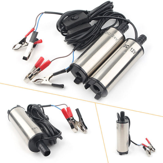 12V/24V submersible pump, 51mm water-oil-diesel fuel delivery, refueling rate 33 liters/minute. n
