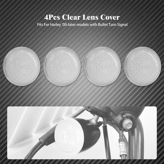 4 Clear Bullet Turn Signals Light Lens Cover Fit for Harley Dyna Softail Touring Q