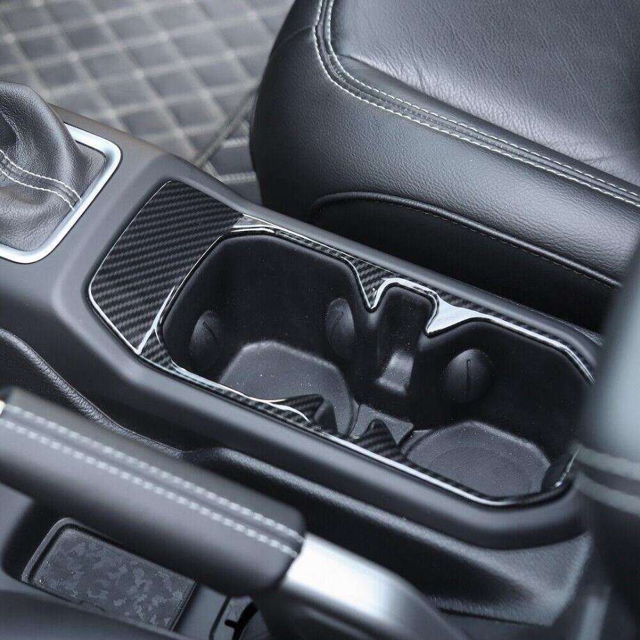 For 2018-2023 for Jeep for Wrangler JL Carbon Fiber Interior Cup Holder Cover Frame Trim v