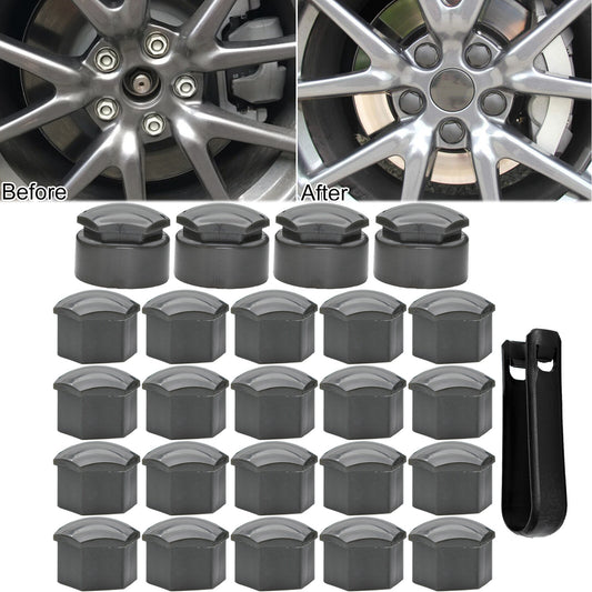20pcs Cap Set Covers 17mm Wheel Nuts Wheel Screws Grey + Disassembly Pliers Q