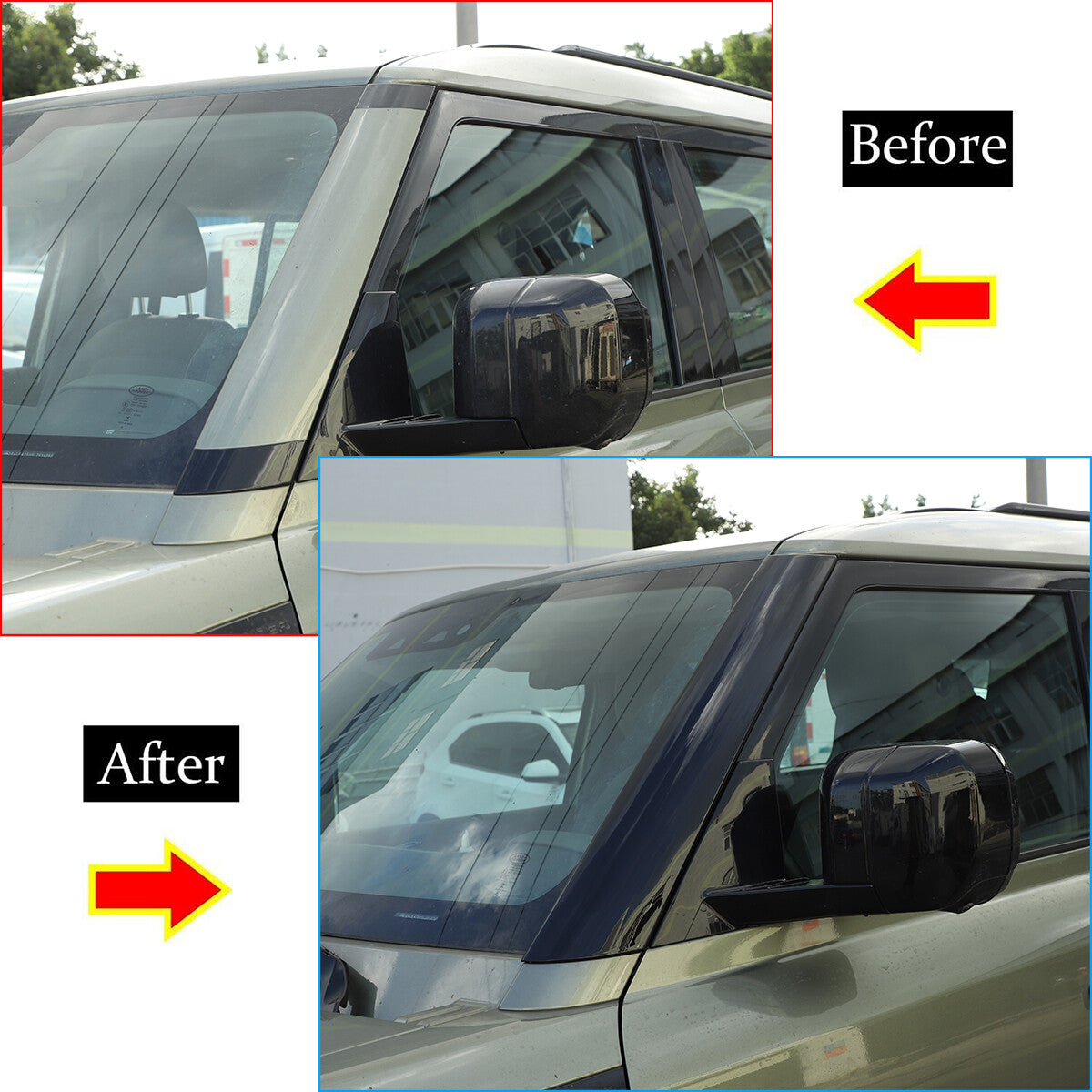 Suitable for Land Rover for Defender 20-23 Gloss Black Windshield A-Pillar Cover Panel - n
