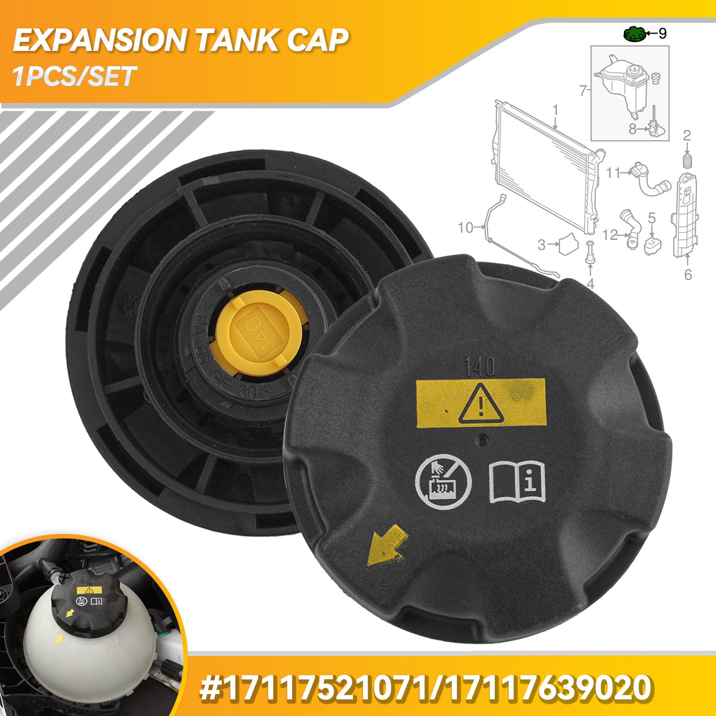 for BMW E82 E90 E92 X3 X4 X5 Z4 F10 F30 Coolant Expansion Tank Cap 17117639020