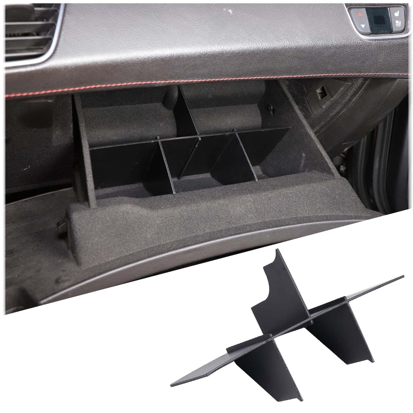 Black leather armrest box and storage box for Corvette C7 2014-2019- v
