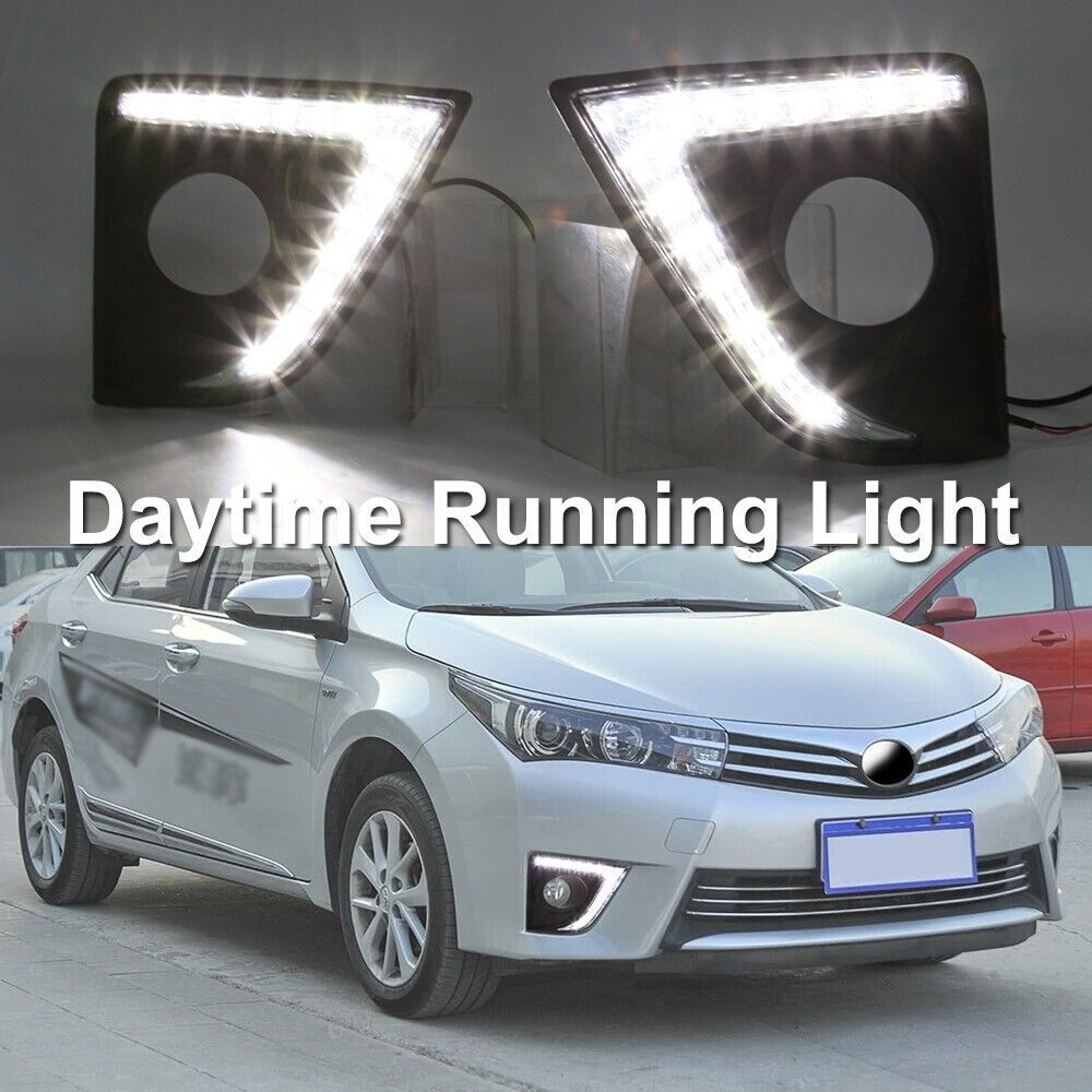 for Toyota for Corolla 2014-2016 DRL LED Daytime Running Fog Lamp Light Turn Signal@ Q