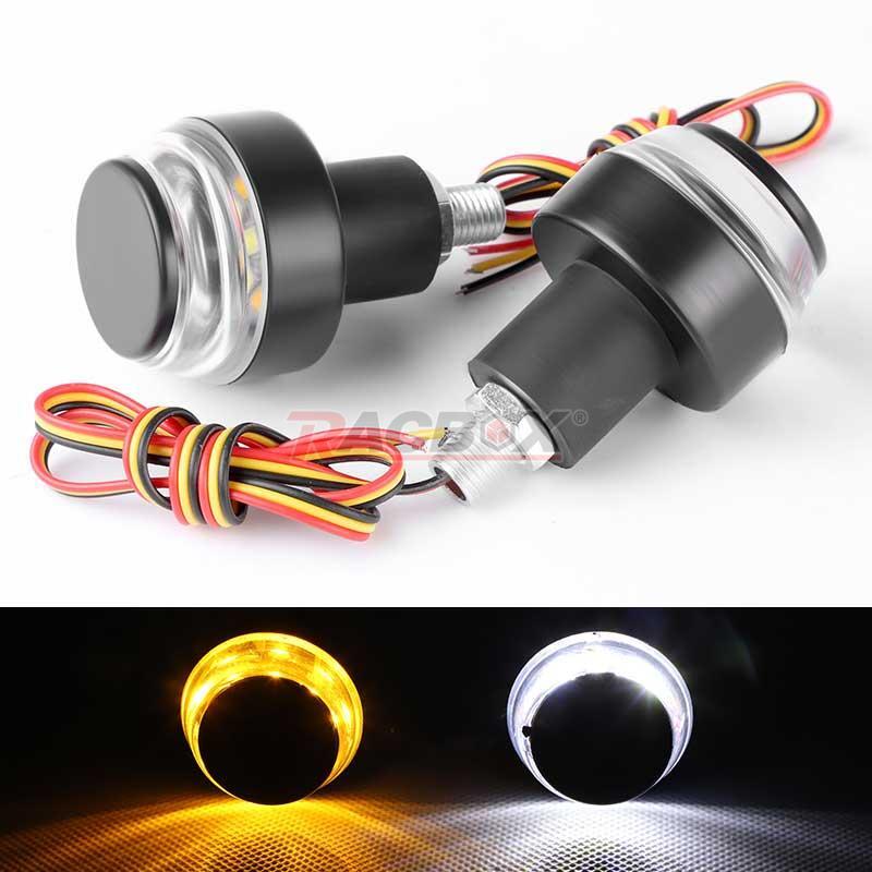 2x 7/8 Handle Bar End LED Turn Signals Light Lamp Blinker Universal Motorcycle Q