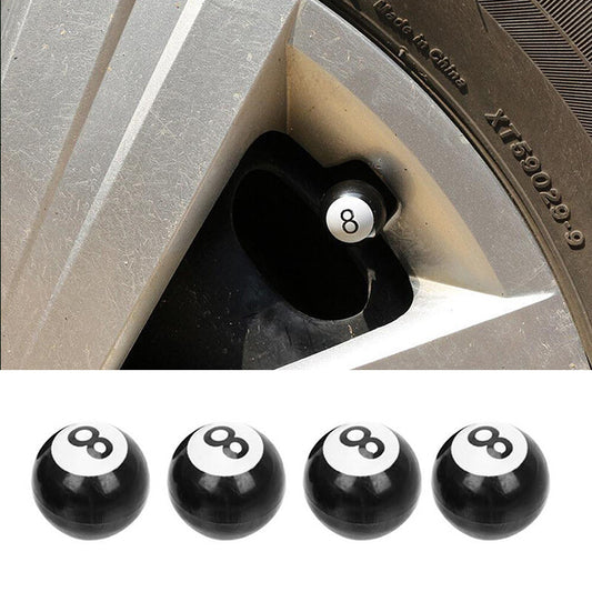 4* Billiards 8 Black Car Tire Valve Stem Round Air Caps Cover Bike/ATV Universal Q