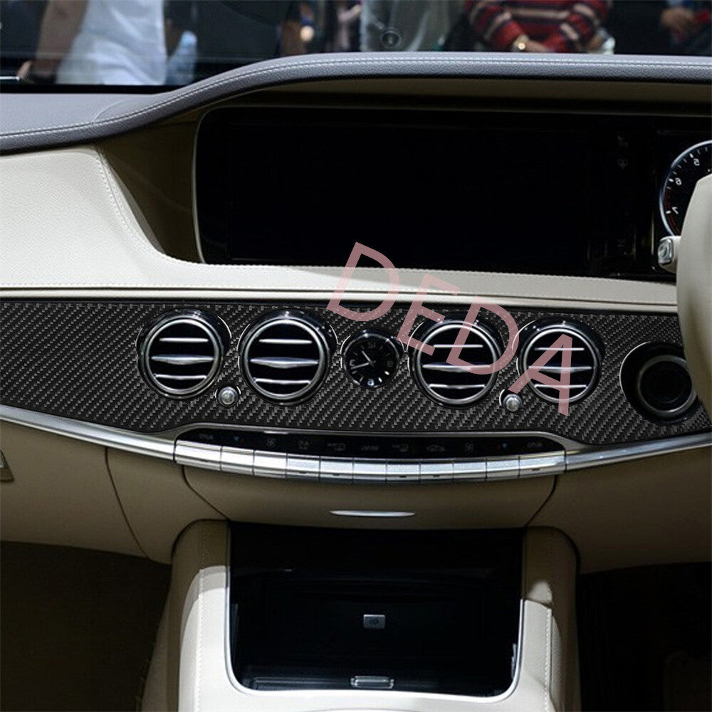 for Benz S Class W222 13-20RHD Central Control Dashboard Panel Trim Carbon Fiber