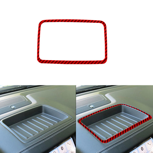 Red Carbon Fiber Below Of Climate Control Cover Trim For Fiesta 2011-2015 v