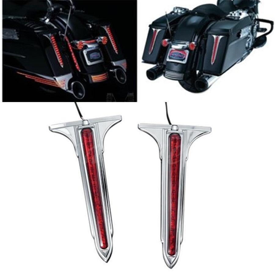Motorcycle Chrome Wedge LED Rear Saddlebag Accents Light w/ Red Lens For Touring Q