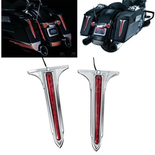 Motorcycle Chrome Wedge LED Rear Saddlebag Accents Light w/ Red Lens For Touring Q
